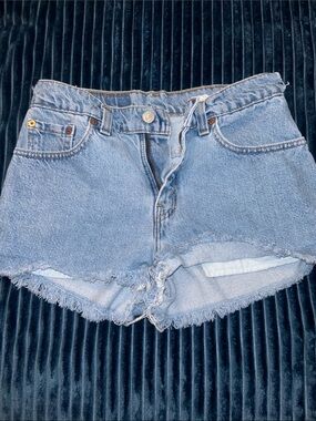 Signature by Levi Strauss Light Blue Frayed Denim Cutoff Shorts